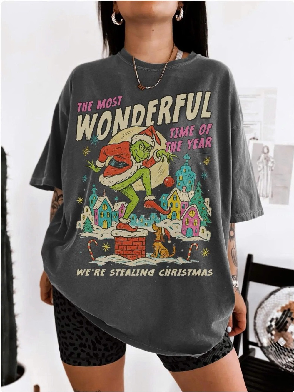 The Most Wonderful Time Of The Year Grinch Graphic Tee - Pepper